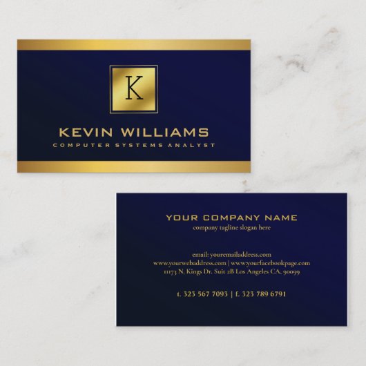 Beruflich Royal Blue Computer System Analyst Visitenkarte (Vorne/Hinten)