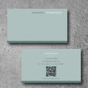 Beruflich Sage Green Einfache Minimalistische QR-C Visitenkarte