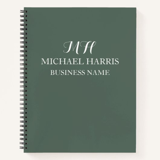 Beruflich Sage Green Monogram Initial Business Notizblock (Vorderseite)