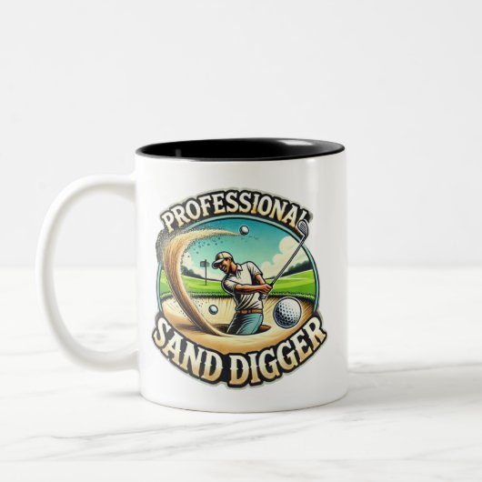 Beruflich Sand Digger - Golf Spaß Zweifarbige Tasse (Links)