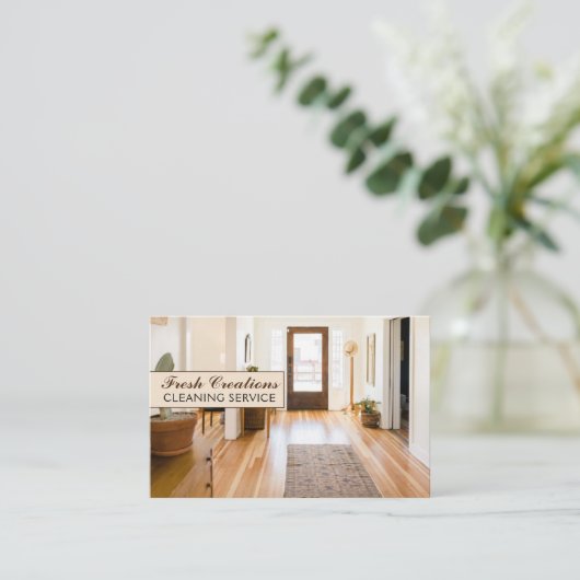 Beruflich Saubere Zuhause - Innenreinigung Visitenkarte (Stehend Vorderseite)