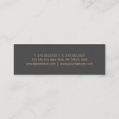 Beruflich Schlicht Grau und Gold Mini Visitenkarte (Rückseite)