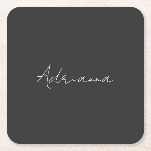 Beruflich schwarz fügen Sie Ihrem Namen Handschrif Rechteckiger Pappuntersetzer (Vorderseite)