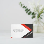 Beruflich Schwarz und Rot modern bearbeitbar Visitenkarte (Stehend Vorderseite)