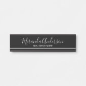 Beruflich Schwarz und Weiß mit Skriptnamen Türschild (Vorderseite )