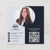 Beruflich Schwarz/Weiß-Add-QR-Code Quadratische Visitenkarte (Vorderseite)