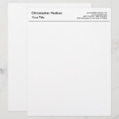 Beruflich Schwarz-weiß Einfach Schlicht Briefbogen (Vorne/Hinten)