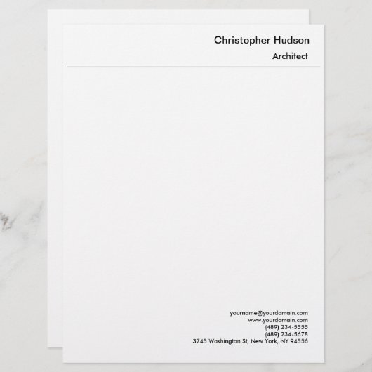 Beruflich Schwarz-weiß Einfach Schlicht Briefbogen (Vorne/Hinten)