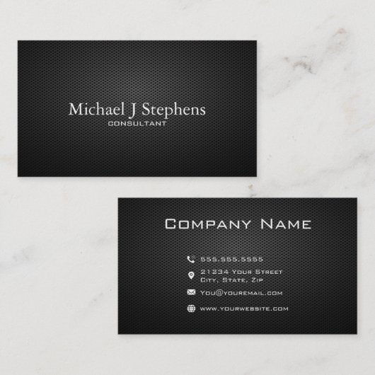Beruflich Schwarze Minimalistische Kontaktsymbole Visitenkarte (Vorne/Hinten)