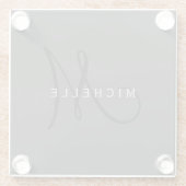 Beruflich Schwarze Monogramm Grau Ihres Namens Glasuntersetzer (Rückseite)