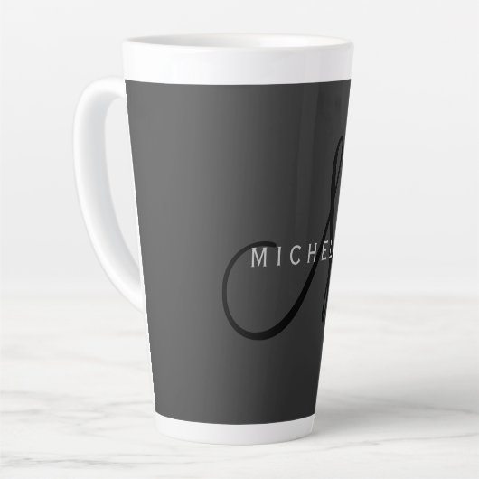 Beruflich Schwarze Monogramm Grau Ihres Namens Milchtasse (Linke Ecke)
