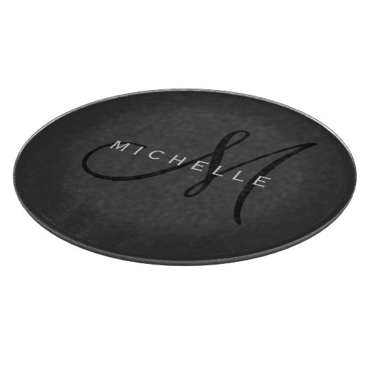 Beruflich Schwarze Monogramm Grau Ihres Namens Schneidebrett (Ecke)