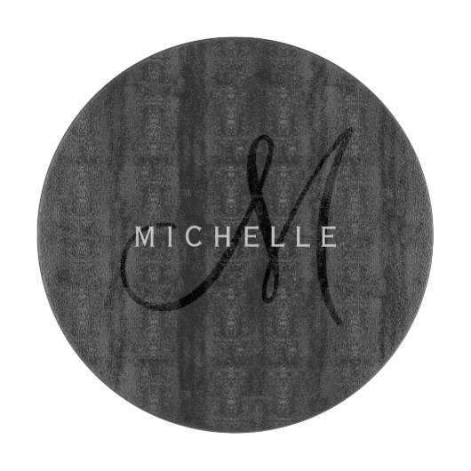 Beruflich Schwarze Monogramm Grau Ihres Namens Schneidebrett (Vorderseite)