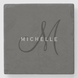 Beruflich Schwarze Monogramm Grau Ihres Namens Steinuntersetzer