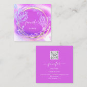 Beruflich Shop Gold Pink Floral QR-Logo Quadratische Visitenkarte (Vorne/Hinten)