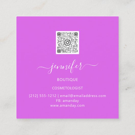 Beruflich Shop Gold Pink Floral QR-Logo Quadratische Visitenkarte (Rückseite)