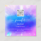 Beruflich Shop Rose Gold Holograph Rosa Blume Quadratische Visitenkarte (Rückseite)