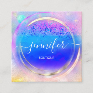 Beruflich Shop Rose Gold Holograph Tropfen Blau Quadratische Visitenkarte
