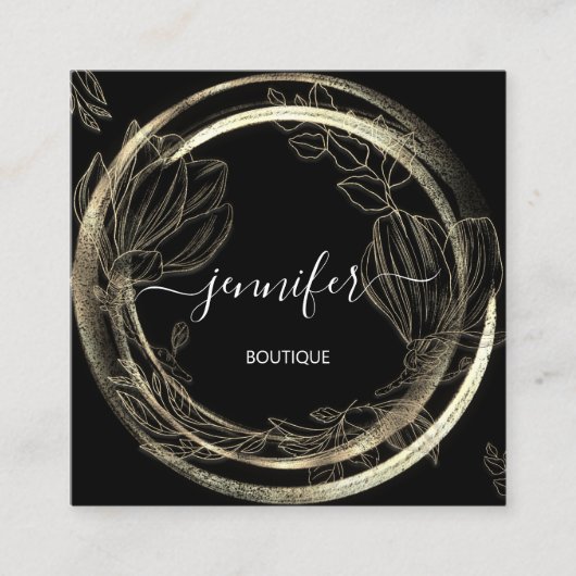 Beruflich Shop WELLNESS-CENTER Rahmen Blumenmuster Quadratische Visitenkarte (Vorderseite)