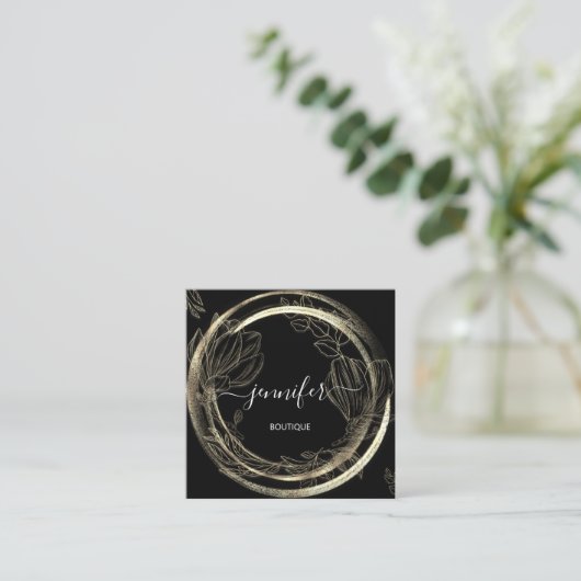 Beruflich Shop WELLNESS-CENTER Rahmen Blumenmuster Quadratische Visitenkarte (Stehend Vorderseite)