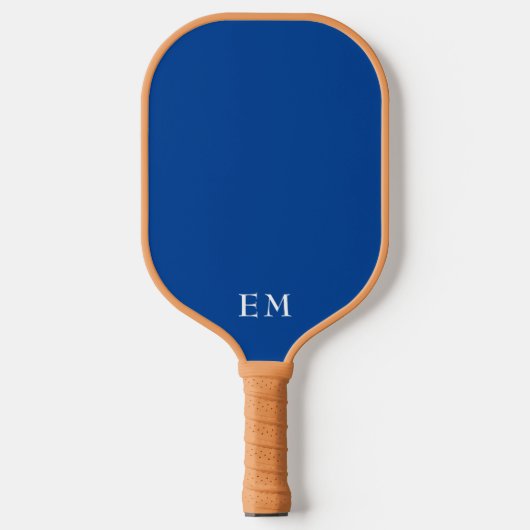 Beruflich Simple Blue Mit Monogramm Initials Pickleball Schläger (Vorderseite)