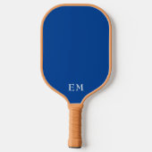 Beruflich Simple Blue Mit Monogramm Initials Pickleball Schläger (Rückseite)