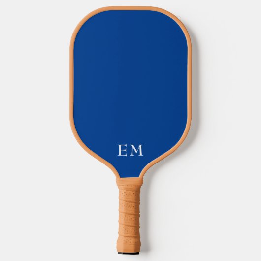 Beruflich Simple Blue Mit Monogramm Initials Pickleball Schläger (Rückseite)