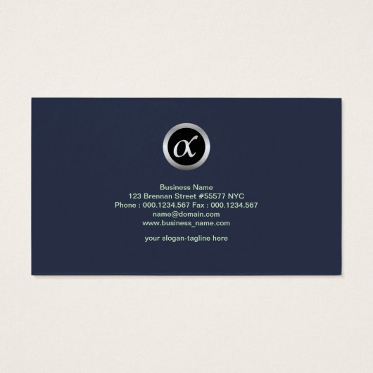 Beruflich Simple Blue Monogram CEO-Gründer (Rückseite)