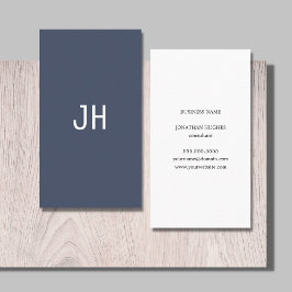 Beruflich Simple Blue White Monogram Visitenkarte