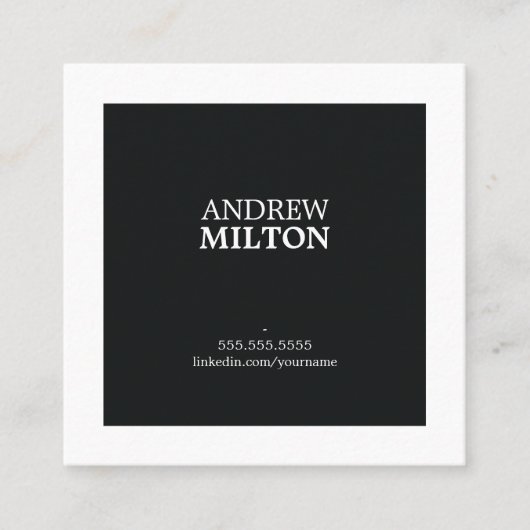 Beruflich Simple Elegant Schwarz-weiß Consultant Quadratische Visitenkarte (Vorderseite)
