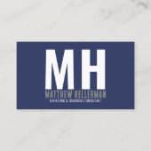 Beruflich Simple Navy Blue Monogram Visitenkarte (Vorderseite)