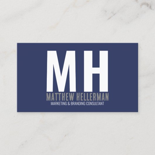 Beruflich Simple Navy Blue Monogram Visitenkarte (Vorderseite)