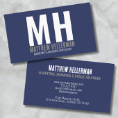 Beruflich Simple Navy Blue Monogram Visitenkarte