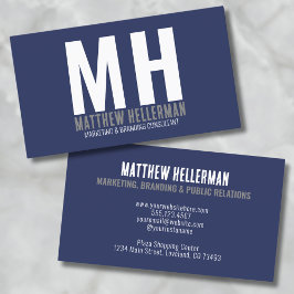 Beruflich Simple Navy Blue Monogram Visitenkarte