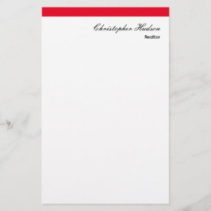 Beruflich Simple Schlicht Real Anwesen Red White Briefpapier