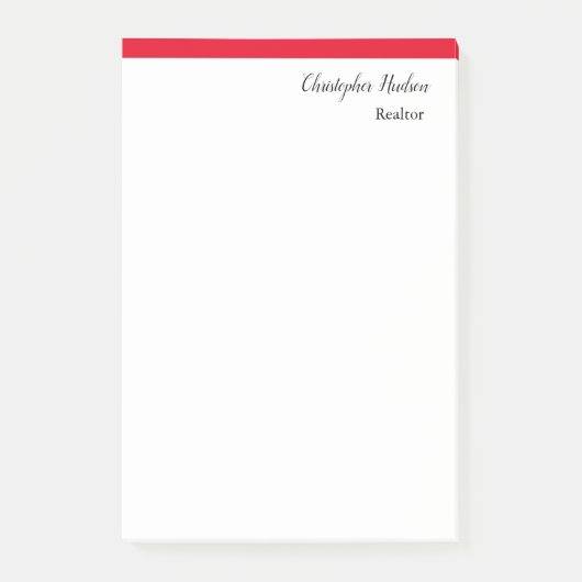 Beruflich Simple Schlicht Real Anwesen Red White Post-it Klebezettel (Vorderseite)