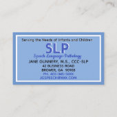 Beruflich! SLP-benutzerdefinierte Visitenkarten Visitenkarte (Rückseite)