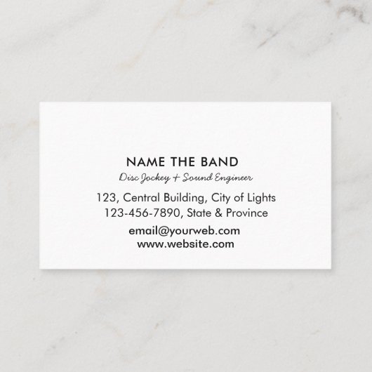 Beruflich Sound Engineer Music DJ Audio-Kontrolle Visitenkarte (Rückseite)