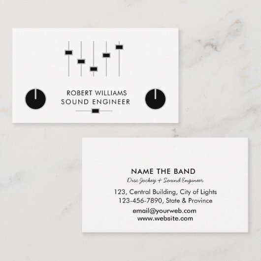 Beruflich Sound Engineer Music DJ Audio-Kontrolle Visitenkarte (Vorne/Hinten)
