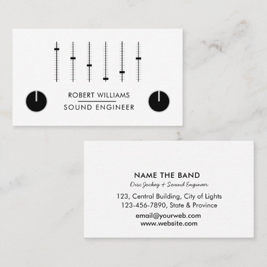 Beruflich Sound Engineer Music DJ Audio-Kontrolle Visitenkarte (Vorne/Hinten)