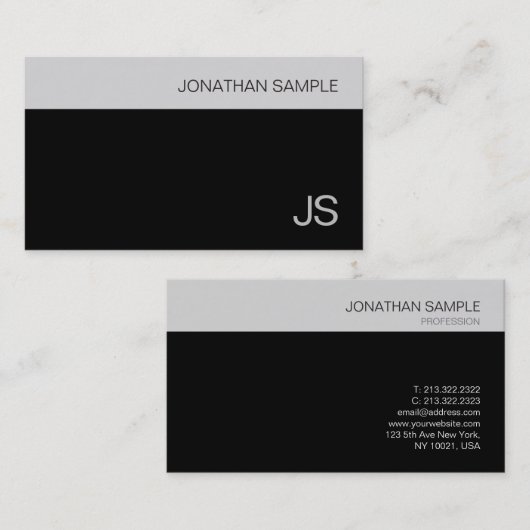 Beruflich Stilvoll Minimalistisches Monogramm Schl Visitenkarte (Vorne/Hinten)