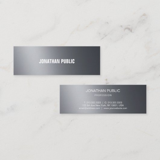 Beruflich Stilvoll Schwarz-weiß Modernes Elegantes Mini Visitenkarte (Vorne/Hinten)