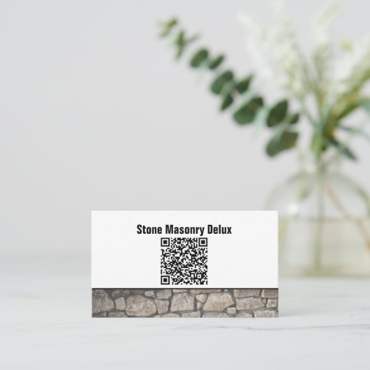 Beruflich Stone Wall Custom Foto QR Code Visitenkarte (Stehend Vorderseite)