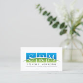 Beruflich Stylierte Monogram Blu/Green Visitenkarte (Stehend Vorderseite)