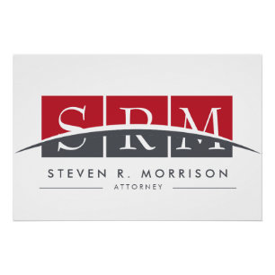 Beruflich Styliertes Monogramm rot/grau Poster