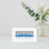 Beruflich Stylisierte Monogramm grau/blau Visitenkarte (Stehend Vorderseite)