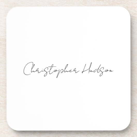 Beruflich-weiß-Schlicht-kreativ-Chic-Kalligrafie Getränkeuntersetzer (Vorderseite)