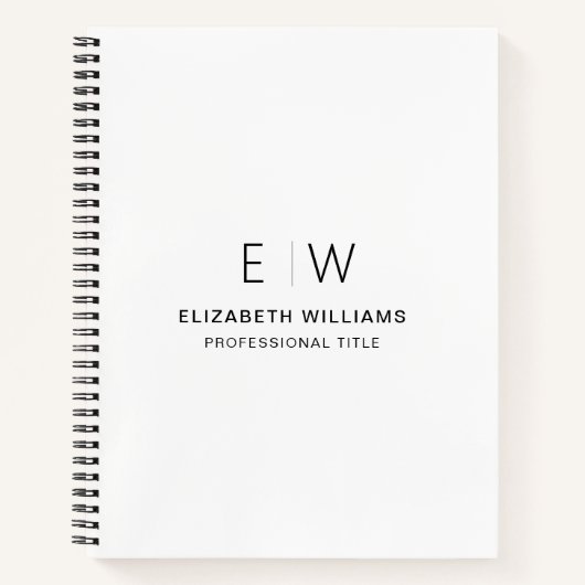 Beruflich-White-Monogram-Business Notizblock (Vorderseite)