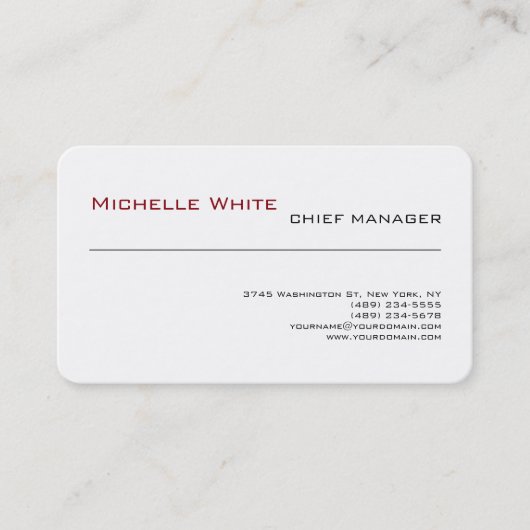 Beruflich White Simple Schlicht Modern Minimalisti Visitenkarte (Vorderseite)