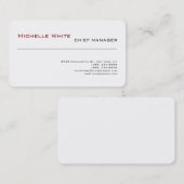 Beruflich White Simple Schlicht Modern Minimalisti Visitenkarte (Vorne/Hinten)